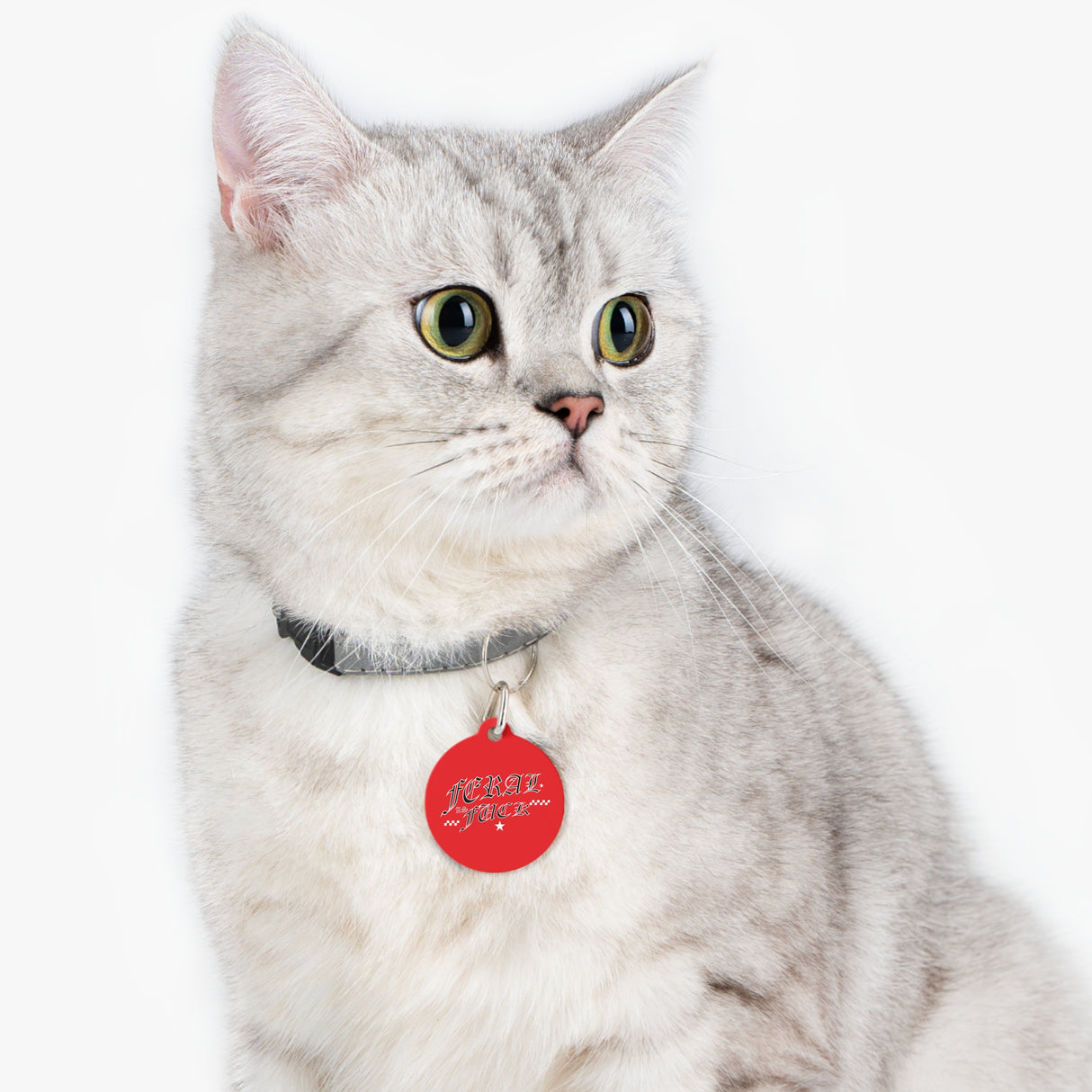 *RED* Feral as Fuck Pet Tag - Unique Dog & Cat ID Tag