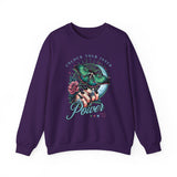 Unlock Your Inner Power crewneck sweatshirt | Moth, rose, moon illustration