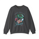 Unlock Your Inner Power crewneck sweatshirt | Moth, rose, moon illustration