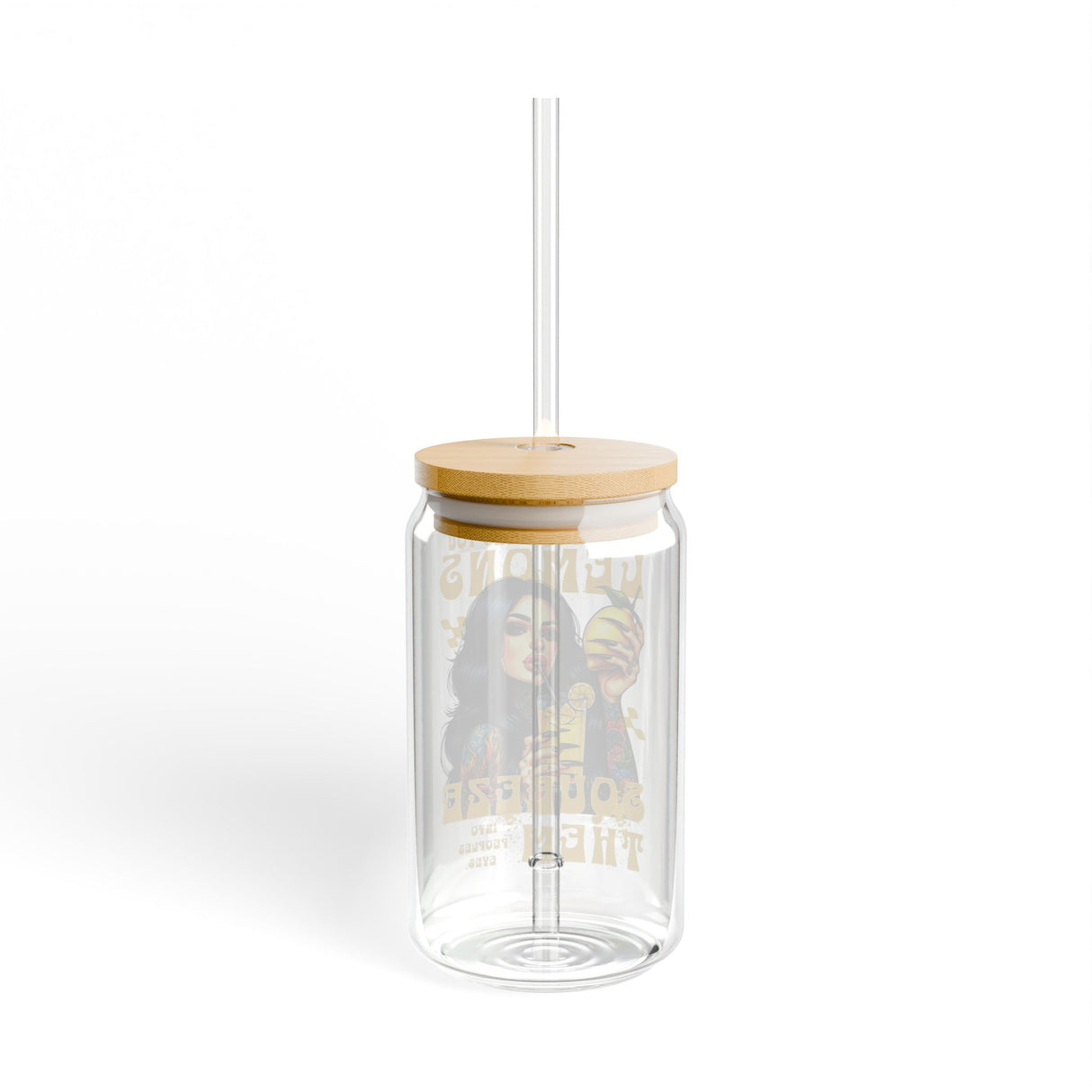 *EXCLUSIVE* WHEN LIFE GIVES YOU LEMONS, SQUEEZE THEM INTO SOMEONE'S EYES - Motivational Sipper Glass - 16oz with Tattoo-Inspired Design