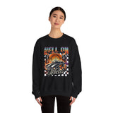 Hell on Wheels car graphic Sweatshirt | retro muscle car, flaming gates, vintage racing