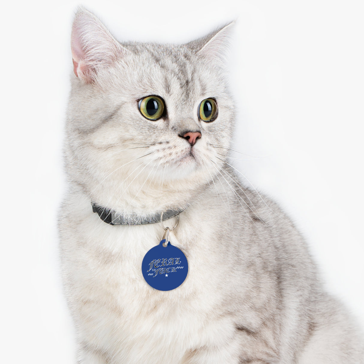 *DARK BLUE*BLACK TAG* Feral as Fuck Pet Tag - Unique Dog & Cat ID Tag