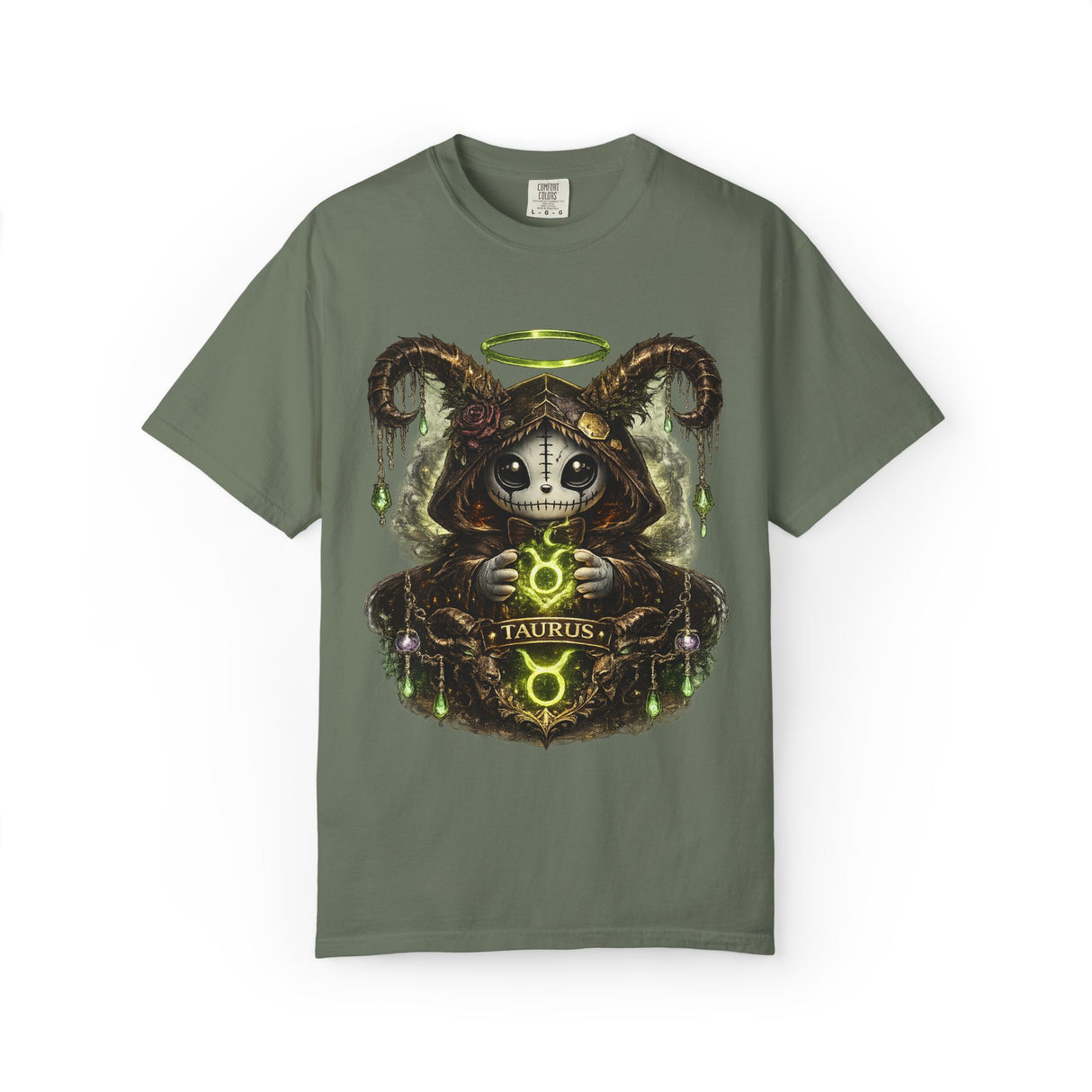 Taurus Ram Headdress Skull T-shirt | Zodiac Astrology Graphic Tee