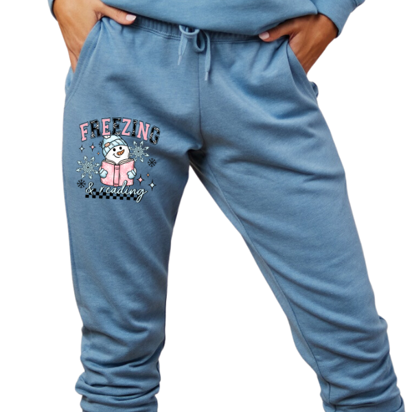 ***BUY INDIVIDUALLY***Freezing & Reading Snowman Lightweight Beach Hoodie & Sweatpant Set