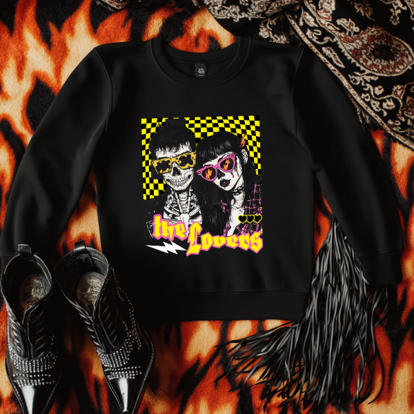 The Lovers with Yellow Checkered Pattern Black Sweatshirt, TShirt, or Hoodie