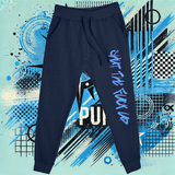 ***BUY INDIVIDUALLY***Do You Have A Mute Button + Silence Please Sleeve Graphics Navy Crewneck Sweatshirt + Shut the F*ck Up Navy Sweatpants