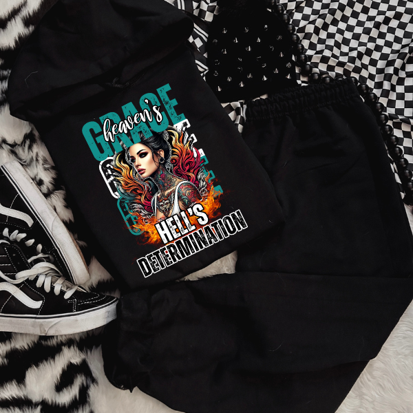 Heaven's Grace, Hell's Determination Black HOODIE