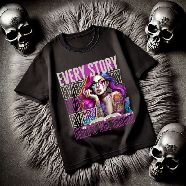 Every Story Helps Me Grow Skeleton Reading Black TShirt