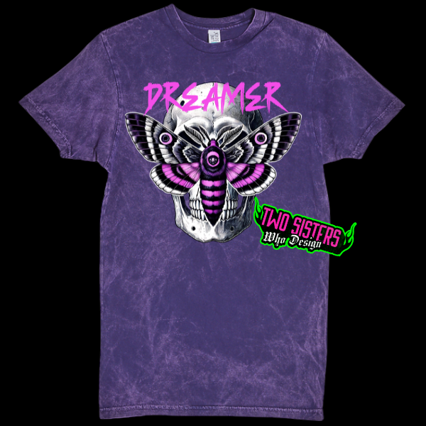 Dreamer Purple Mineral Wash TShirt or Purple Mineral Wash Hoodie