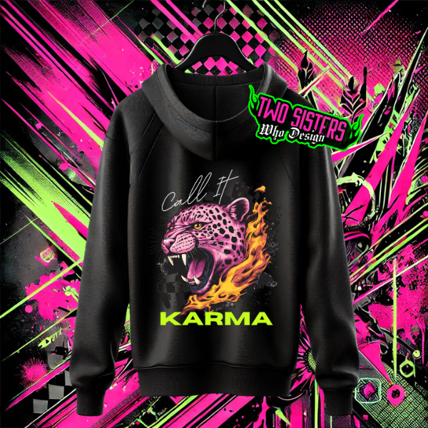 Call it Karma OVERSIZED BACK GRAPHIC Black Hoodie or Black Sweatshirt or Black TShirt