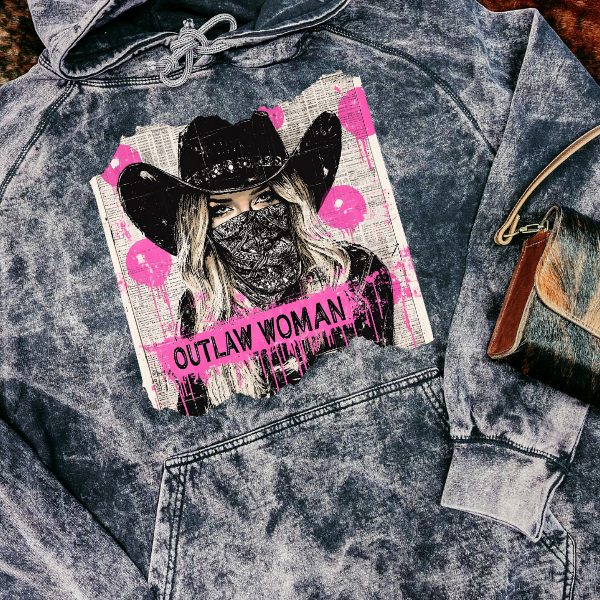 Outlaw Woman Western Vibes  Vintage Cloud Black  TShirt or Hoodie