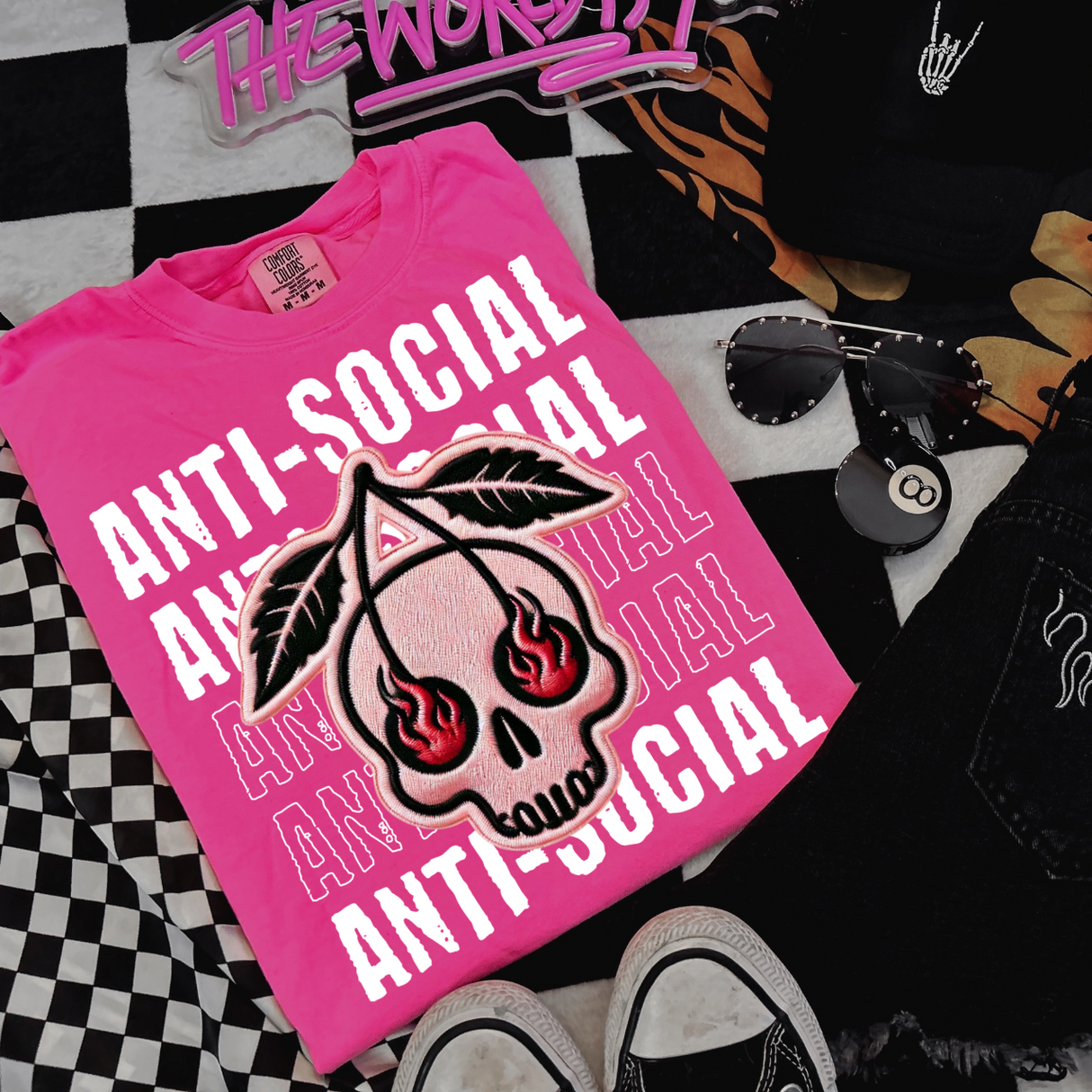 Crunchberry “Antisocial” Skeleton Cherry Bomb T-Shirt/Sweatshirt