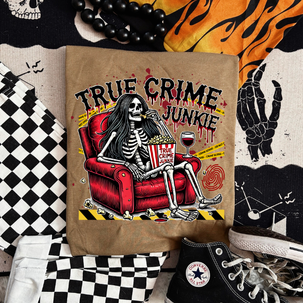 True Crime Junkie Sweatshirt – Cozy &amp; Creepy Vibes!