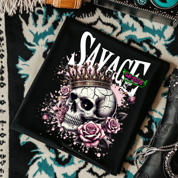 Savage Skull Crown & Roses T-Shirt – Rule the Darkness