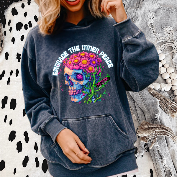 ***MENTAL HEALTH COLLECTION***Embrace the Inner Peace Midnight Blue Mineral Wash Sweatshirt / Hoodie / T-Shirt