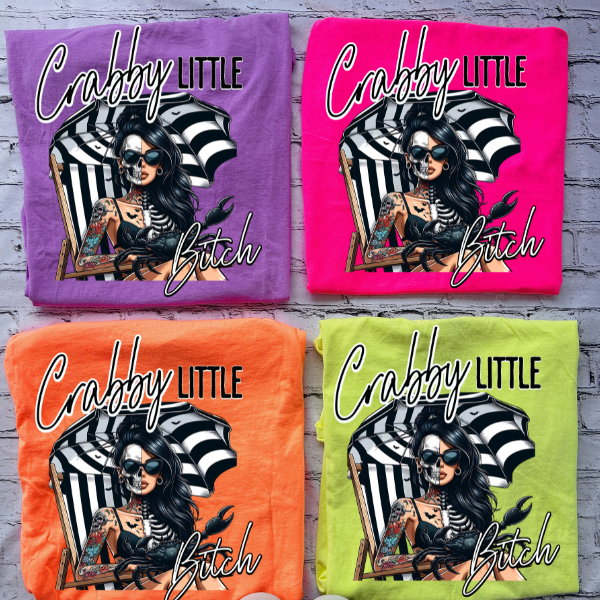 ***EXLCUSIVE***CRABBY LITTLE BITCH – Neon Summer Skeleton Neon Color Tee