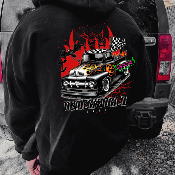 Underworld Auto with Truck (BACK GRAPHIC) - Black Te,  Sweatshirt, or Hoodie