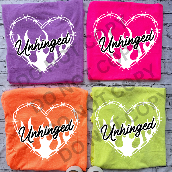 Unhinged - Barbed Wire Heart Shape  – Neon Comfort Colors Tee