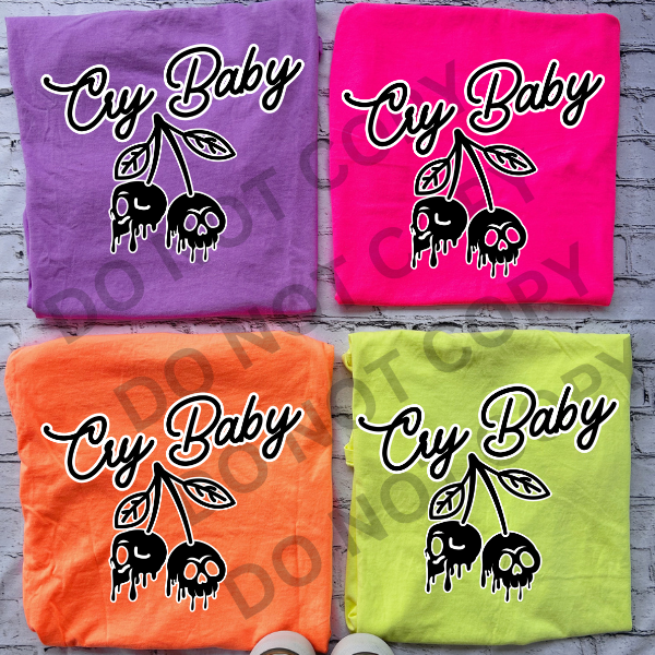 Cry Baby - Cherries -  Neon Comfort Colors Tee