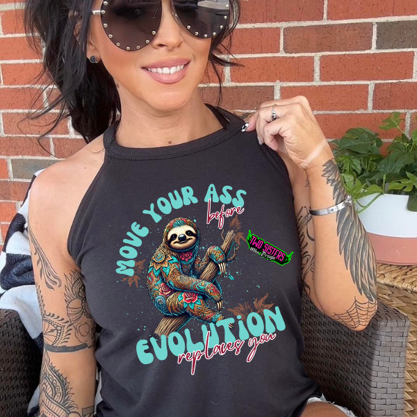 *EXCLUSIVE* Move Your Ass Before Evolution Replaces You Rocker Tank or Black TShirt