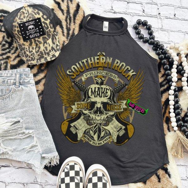 ***LIMITED EDITION***Music & Vintage Rock ‘n’ Roll Vibes + Cheetah Print Trucker Hat Rocker Tank or Black TShirt