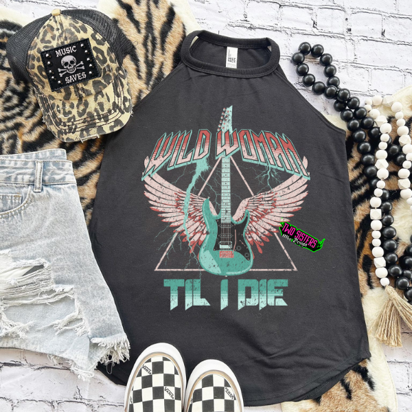 ***LIMITED EDITION***Music & Vintage Rock ‘n’ Roll Vibes + Cheetah Print Trucker Hat Rocker Tank or Black TShirt