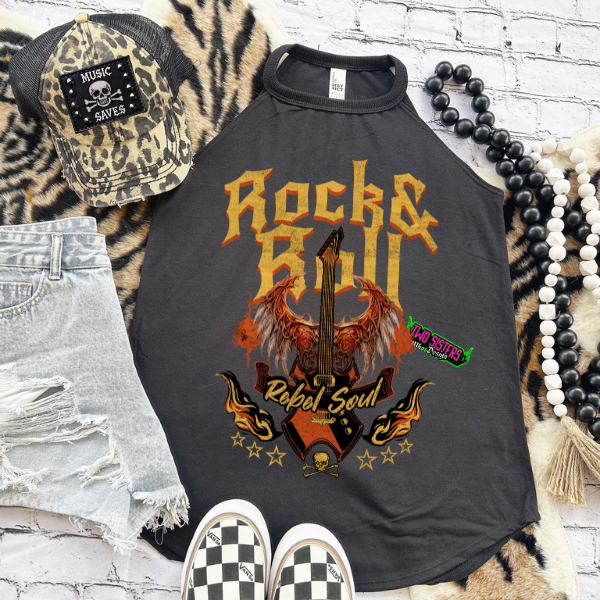 ***LIMITED EDITION***Music & Vintage Rock ‘n’ Roll Vibes + Cheetah Print Trucker Hat Rocker Tank or Black TShirt