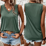Olive Green Casual V Neck Tank Top