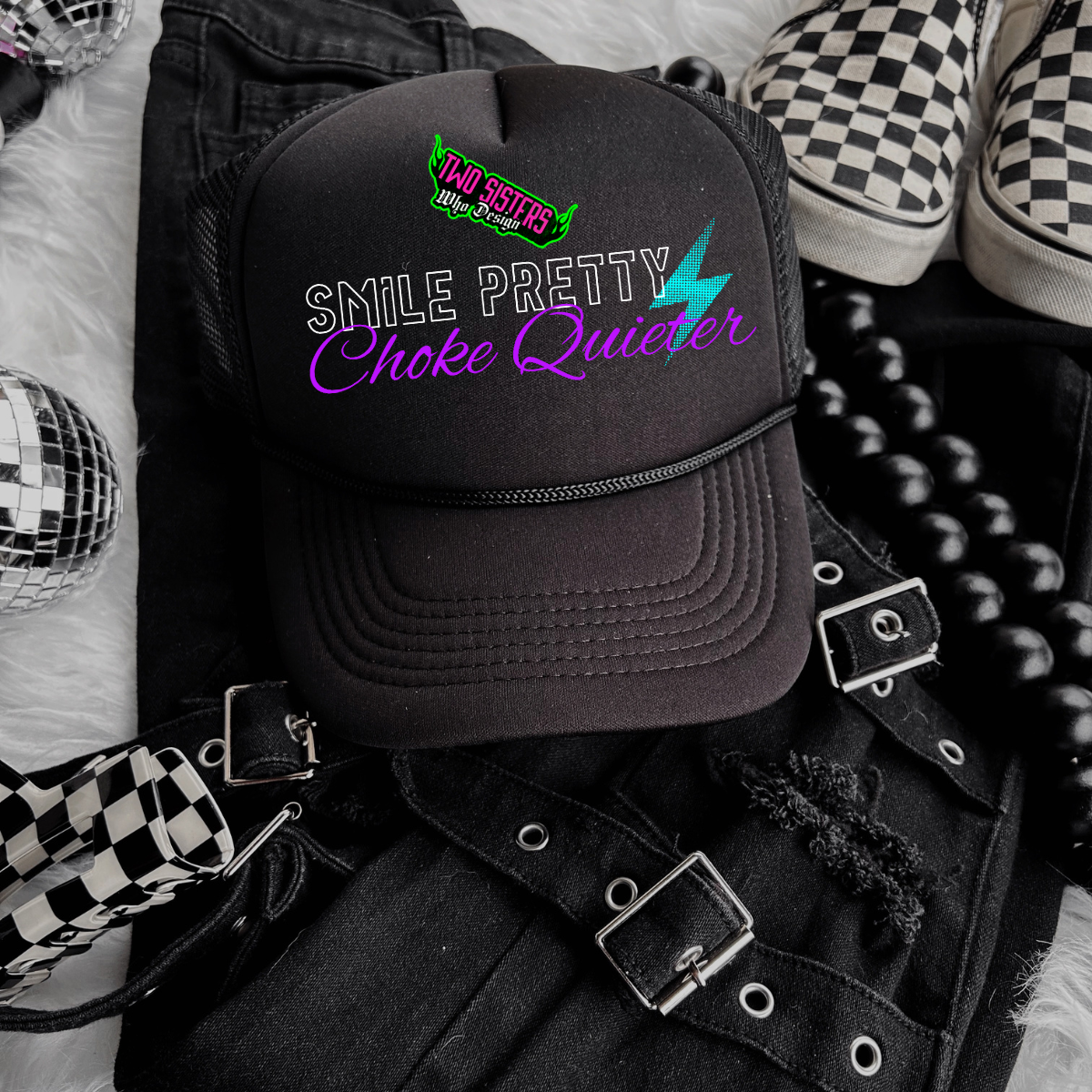 *LIMITED EDITION* Bundle of FIVE *CLEAN* Black & White with Pop of Color + FIVE Trucker Hats