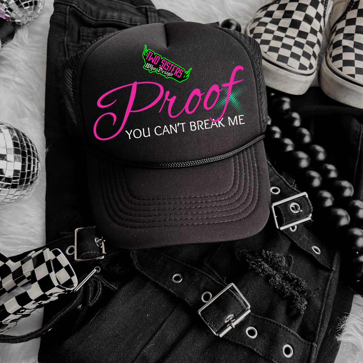 *LIMITED EDITION* Bundle of FIVE *CLEAN* Black & White with Pop of Color + FIVE Trucker Hats
