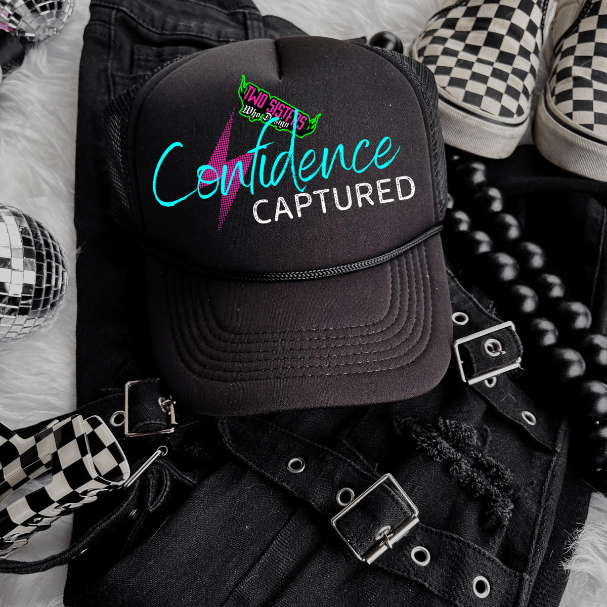 *LIMITED EDITION* Bundle of FIVE *CLEAN* Black & White with Pop of Color + FIVE Trucker Hats