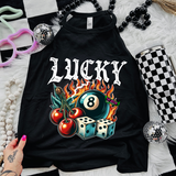 Lucky 8 Ball - Black Mineral Wash TShirt, Black Rocker Tank, Sweatshirt, Hoodie, or Zip Up Hoodie