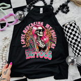 I Love Replacing My Feelings With Tattoos - Black Mineral Wash TShirt, Black Rocker Tank, Sweatshirt, Hoodie, or Zip Up Hoodie