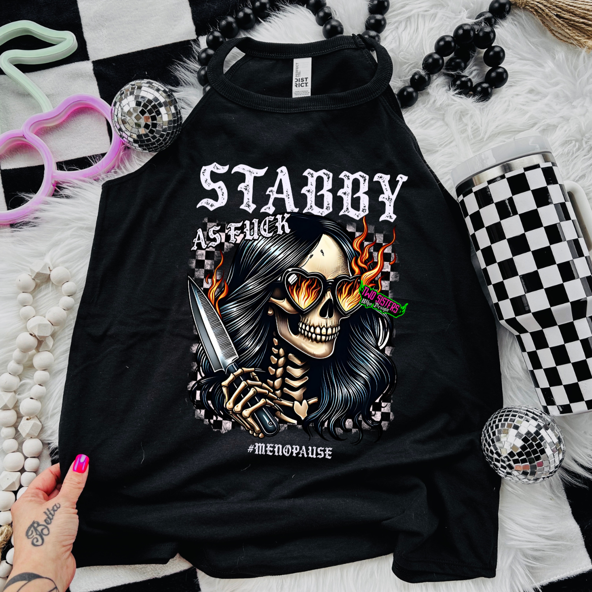 Stabby as Fuck #menapause - Black Mineral Wash TShirt, Black Rocker Tank, Sweatshirt, Hoodie, or Zip Up Hoodie + FREE TRUCKER HAT