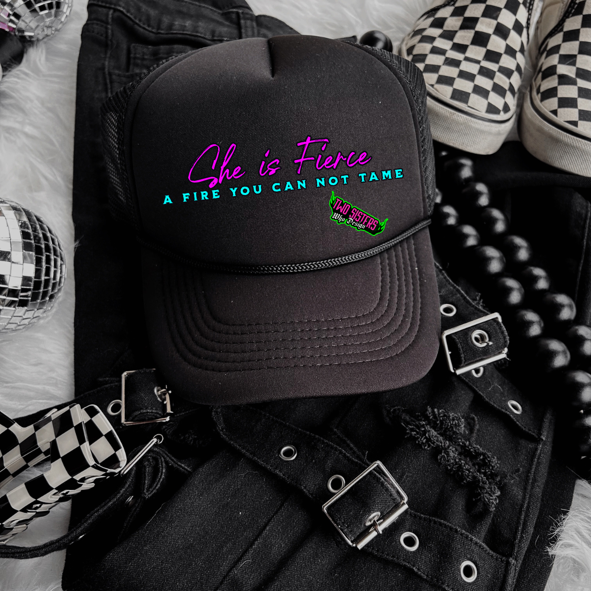 *EXCLUSIVE*Scars Like Wings, She is Fierce + FREE Trucker Hat- Black Mineral Wash TShirt, Black Rocker Tank, Sweatshirt, Hoodie, or Zip Up Hoodie