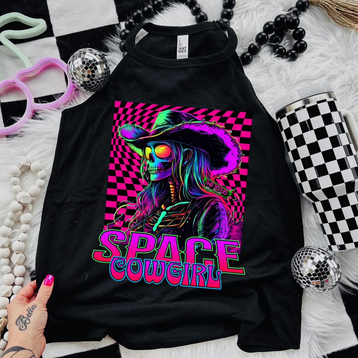 Space Cowboy -  Black Mineral Wash TShirt, Black Rocker Tank, Sweatshirt, Hoodie, or Zip Up Hoodie