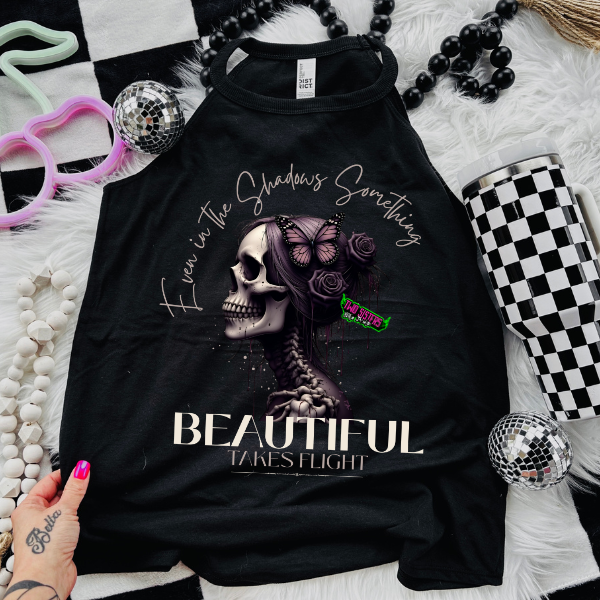 *EXCLUSIVE* Even in the Shadows Something Beautiful Takes Flight -  Black Mineral Wash TShirt, Black Rocker Tank, Sweatshirt, Hoodie, or Zip Up Hoodie