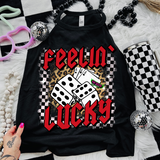 Feeling Lucky with Dice & Leopard Print -  Black Mineral Wash TShirt, Black Rocker Tank, Sweatshirt, Hoodie, or Zip Up Hoodie