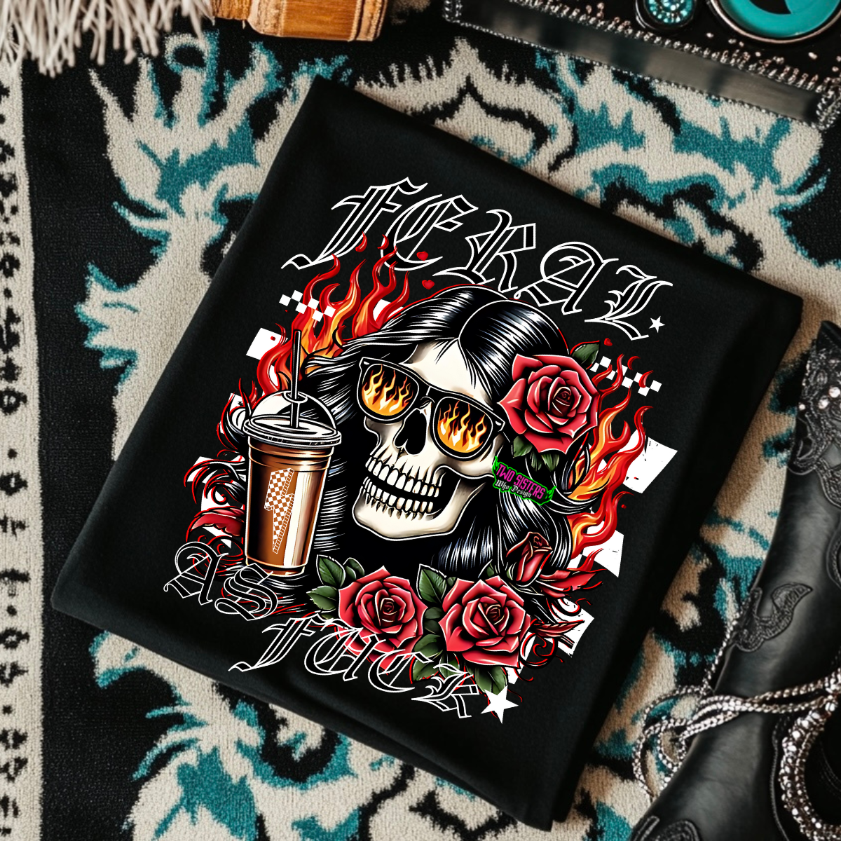 Feral as Fuck -  Black TShirt or Rocker Tank + Trucker Hat