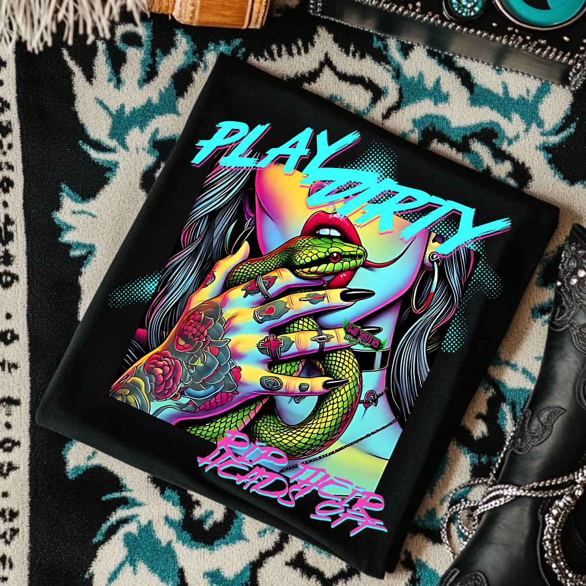 *EXCLUSIVE*Play Dirty, Rip Off Their Head -  Black Mineral Wash TShirt, Black Rocker Tank, Sweatshirt, Hoodie, or Zip Up Hoodie