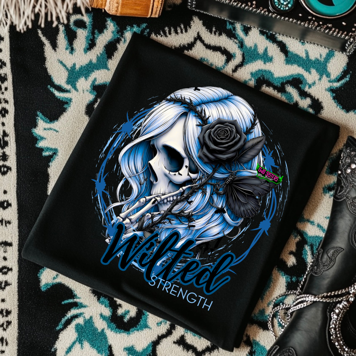 *EXCLUSIVE* Wilted Strength -  Black Mineral Wash TShirt, Black Rocker Tank, Sweatshirt, Hoodie, or Zip Up Hoodie