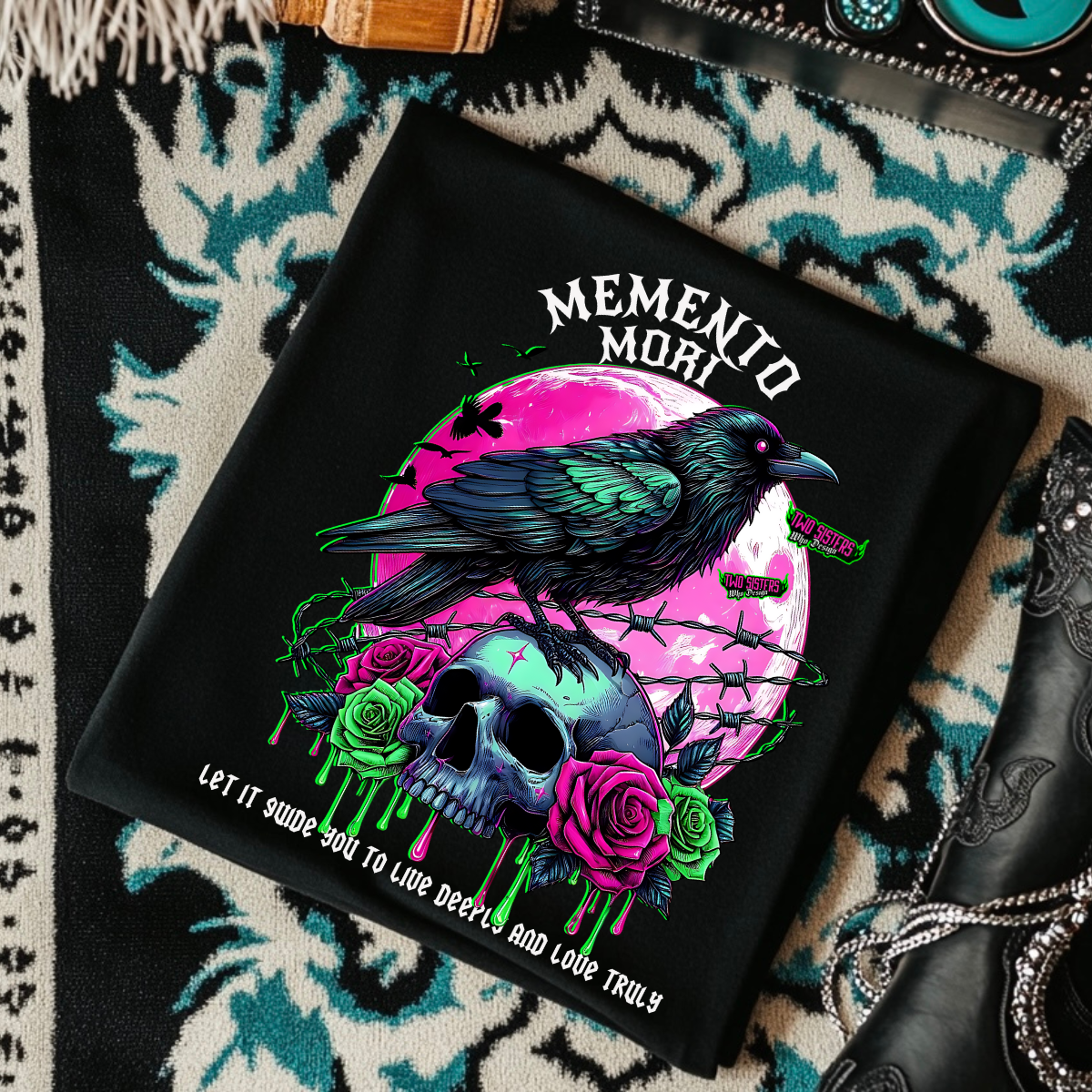 *EXCLUSIVE* Memento Noir -  Black Mineral Wash TShirt, Black Rocker Tank, Sweatshirt, Hoodie, or Zip Up Hoodie
