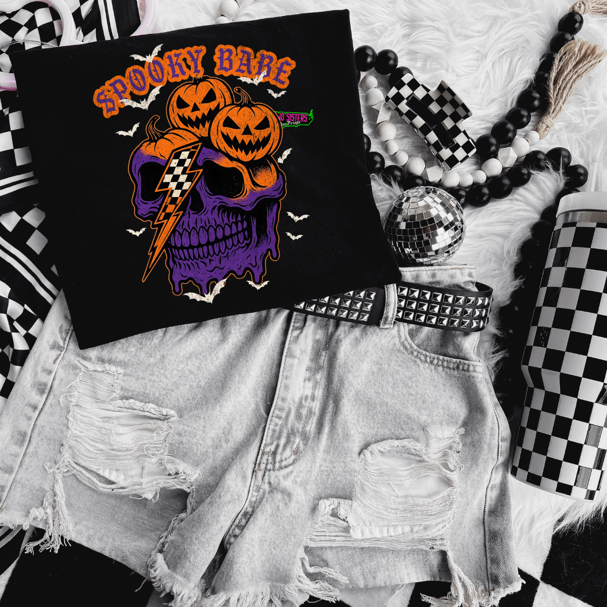SPOOKY BABES - Black Mineral Wash TShirt, Black Rocker Tank, Sweatshirt, Hoodie, or Zip Up Hoodie