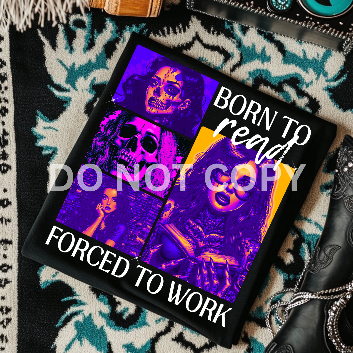 *EXCLUSIVE*NEW Born to Read, Forced to Work  Black Mineral Wash TShirt, Black Rocker Tank, Sweatshirt, Hoodie, or Zip Up Hoodie