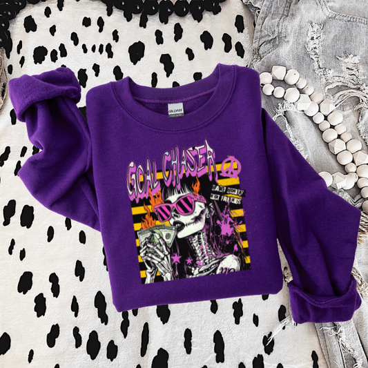 Goal Crusher Purple Sweatshirt with 90s Vibe