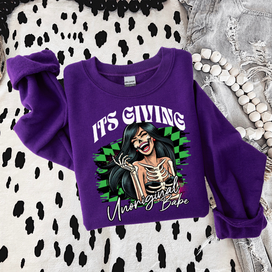 It's Giving Unoriginal Vibes Purple Sweatshirt