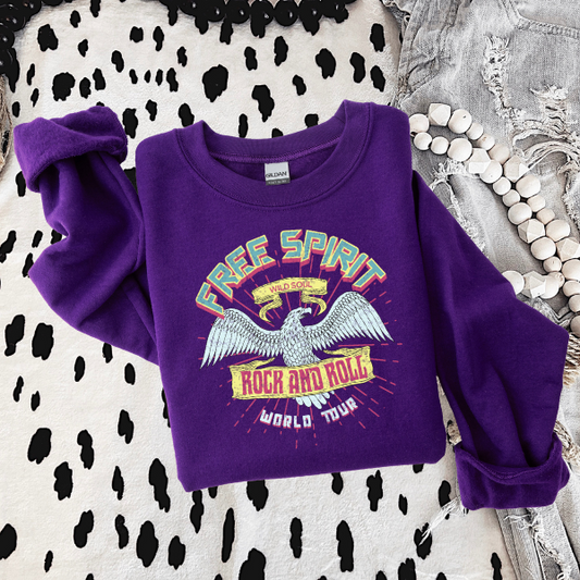 Free Spirit Rock & Roll Tour Purple Crewneck Sweatshirt