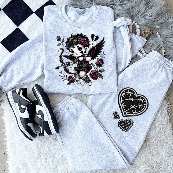 **BUY INDIVIDUALLY**Goth Cupid -No Words Sweatshirt and/or Faux Patch Sweatpants - Mix & Match Sweatpants Set