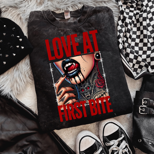 ***COMPLETE SET***Love at First Bite: MIneral Wash Sweatshirt or MIneral Wash TShirt & Red Pajamas