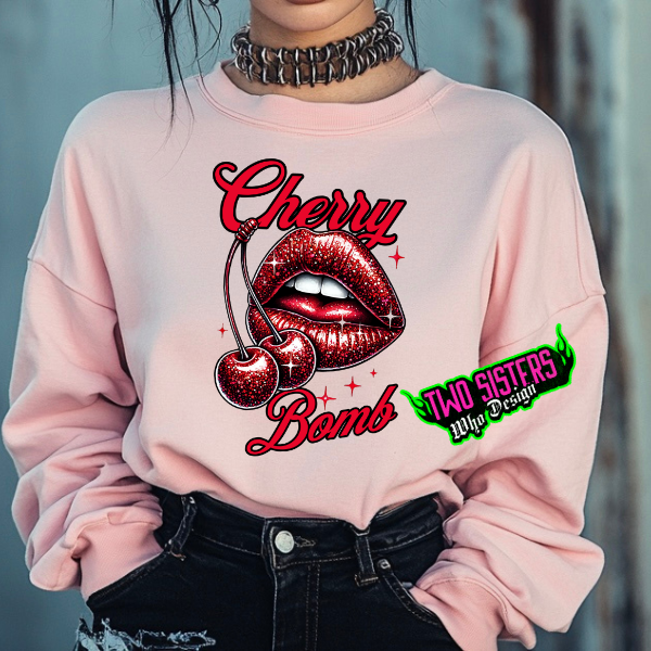 ***BUY INDIVIDUALLY***Cherry Bomb Pink TShirt or Sweatshirt + Red Pajama Pants or Red Joggers
